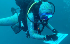 Diver taking note